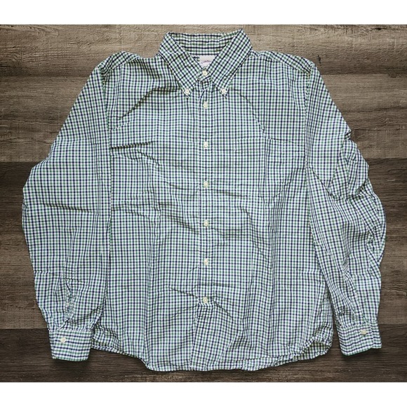 Brooks Brothers Other - Brooks Brother's Men's Large Long Sleeve Button Down Shirt Green/Blue Plaid